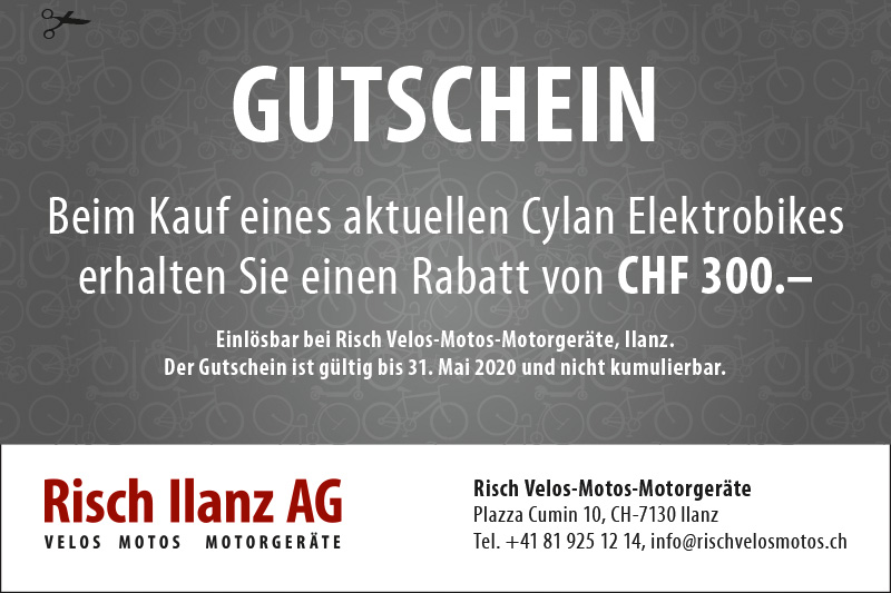 Gutschein Cylan Elektrobike – Rabat CHF 300.– Gutschein Cylan Elektrobike – Rabat CHF 300.–
